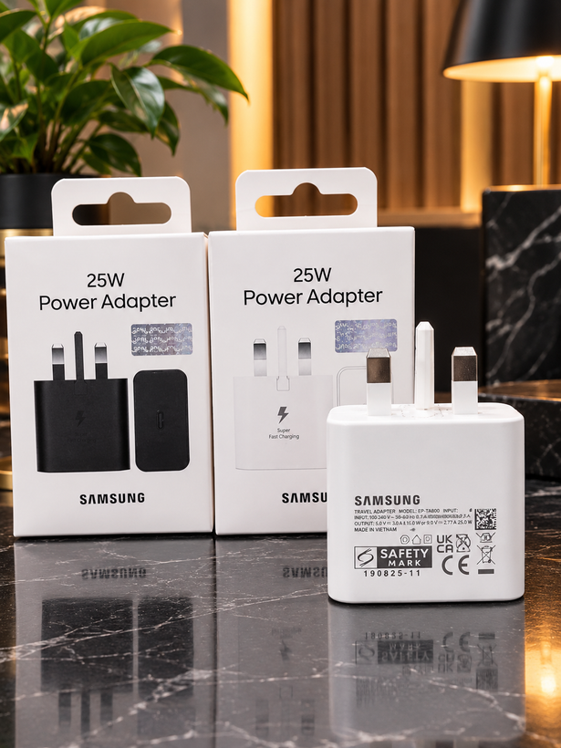 آداپتور/ کلگی / شارژر / شارژ فوق سریع سامسونگ 25 وات اصلی/ اورجینال - (Samsung 25W Adapter) – NFC ساپورت - رنگ مشکی و سفید